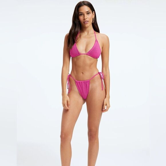 NWT Good American Always Fits Metallic Swim Bottoms in Fuchsia Pink - Picture 11 of 11